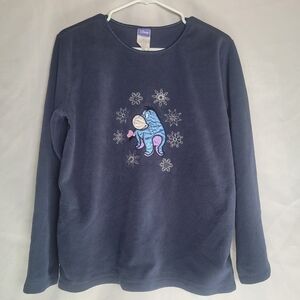 Disney Vintage Eeyore Snowflake Winnie The Pooh Fleece Crewneck Sweater Women M